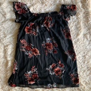 Black off the shoulder mini dress